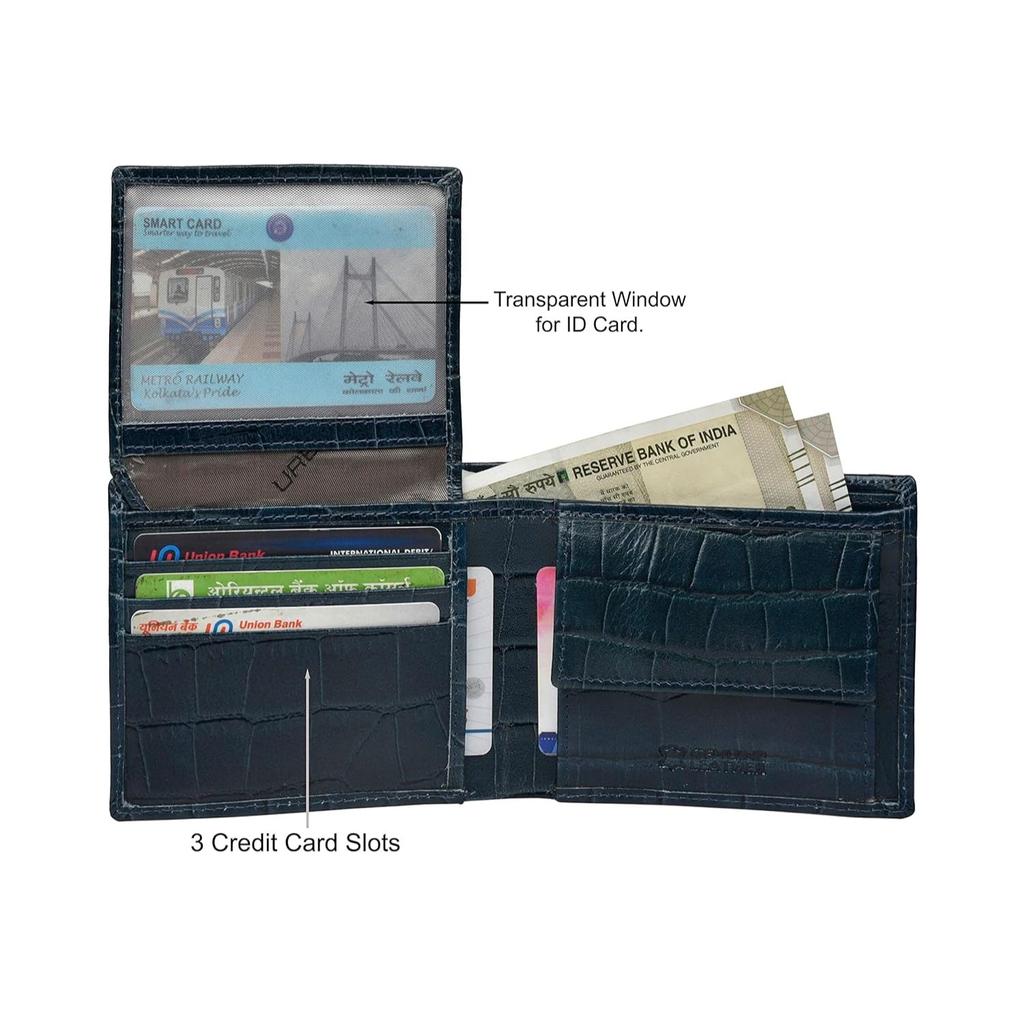 Carl Printed Blue Leather Wallet for Men