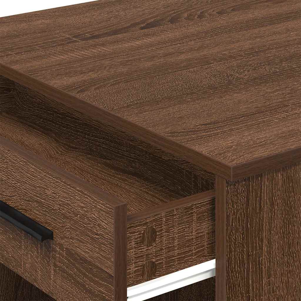 Desk with Drawers and Shelf Brown Oak Effect