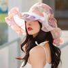 Women'S Stylish Wide Brim Sun Hat For Summer, Thin Flower Beach Cap Uv Protection, Fashionable Large Brim Sun Hat