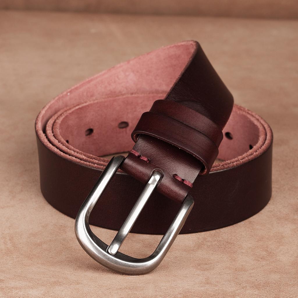 Belt First Layer Cowhide Genuine Leather Business Tree Paste Leather Pin Buckle Retro Belt Middle-Aged And Young Men'S Belt
