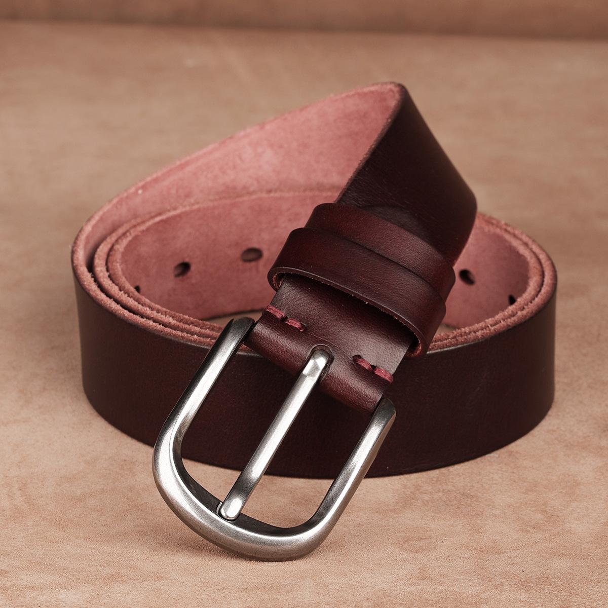 

Belt First Layer Cowhide Genuine Leather Business Tree Paste Leather Pin Buckle Retro Belt Middle-Aged And Young Men S Belt 130cm