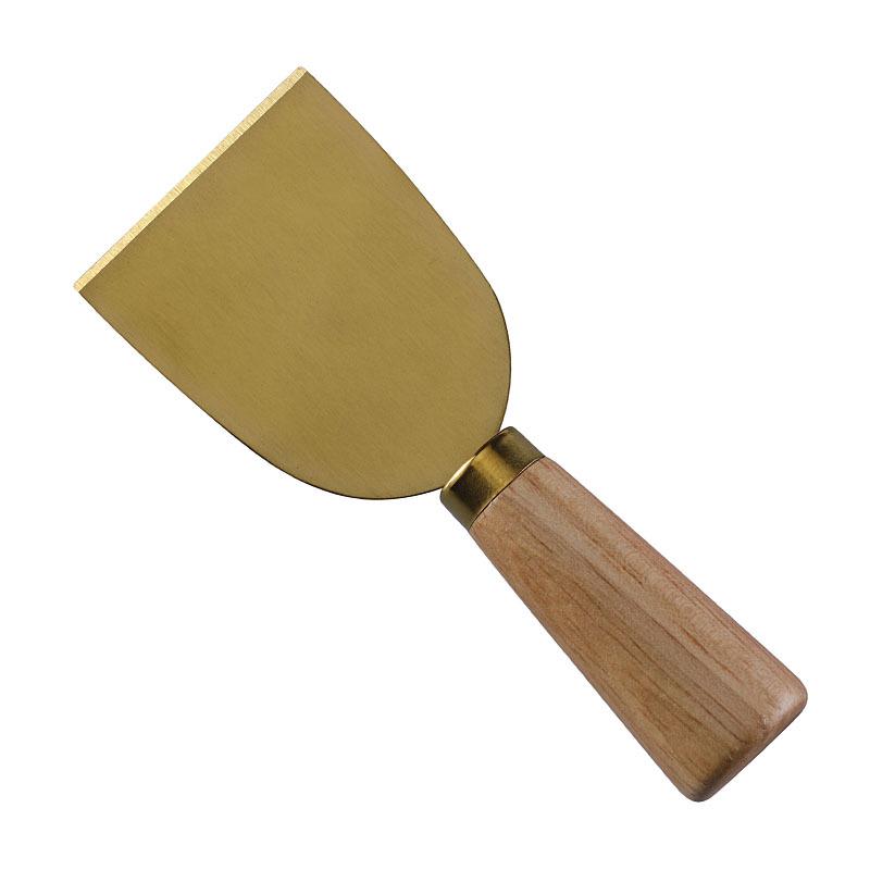 Stainless Steel Gold Cheese Knife Set with Fork and Rubberwood Handles