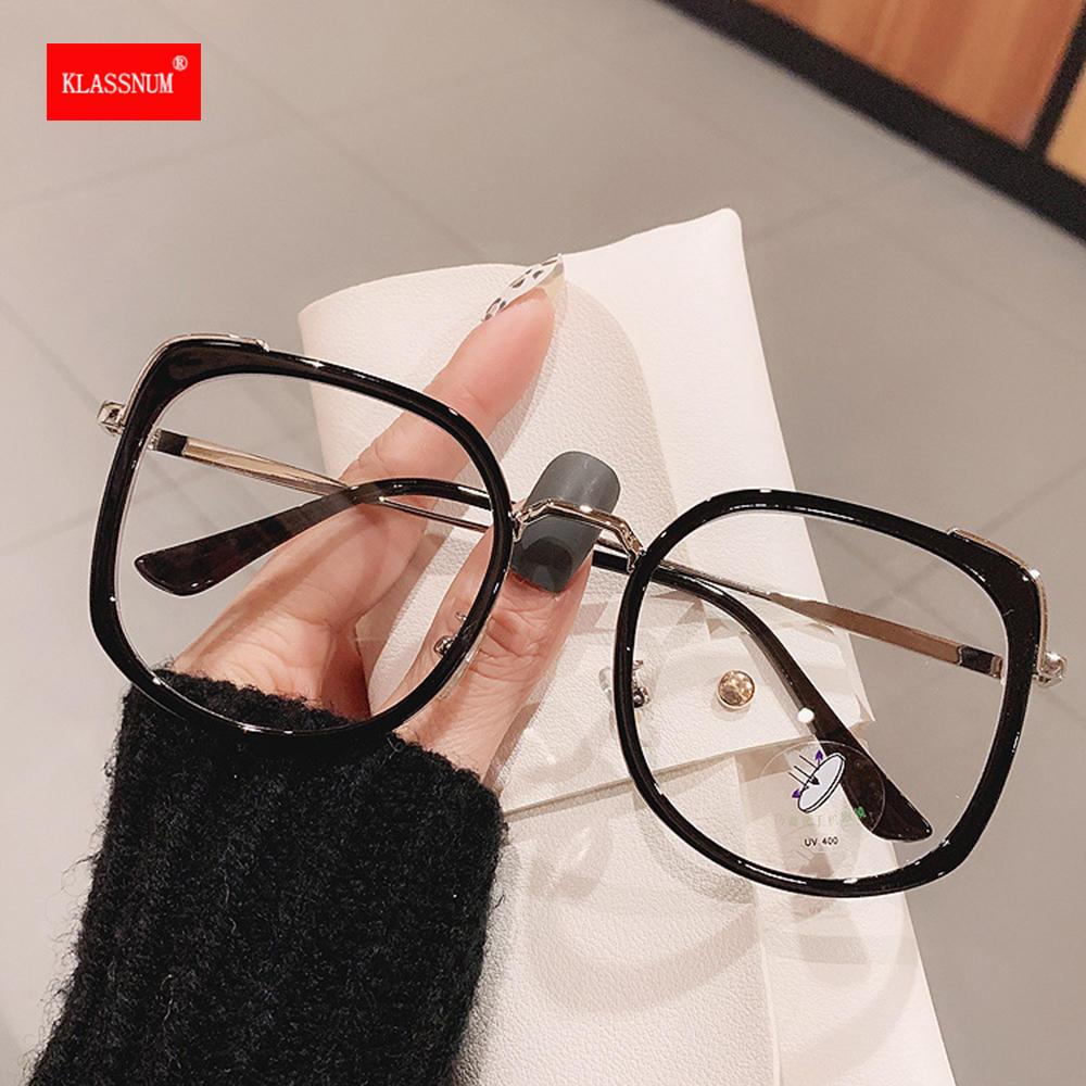 1PCs Fashion Oversized Square Women Glasses Frame Vintage Clear Anti-Blue-Ray Eyewear Men Optical Pink Frame Computer Goggle