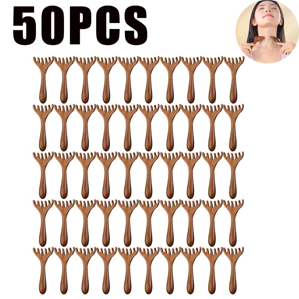 Pure Natural Six-Claw Head Massage Meridian Comb Health Care Wood Handle Tool for Lymphatic Scraping and Unblocking Artifact