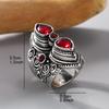 Vintage Exaggerated Boho Style Inlaid Red Zircon Large Classic Engraved Ring Women's Fine Zircon Party Favor Accessories