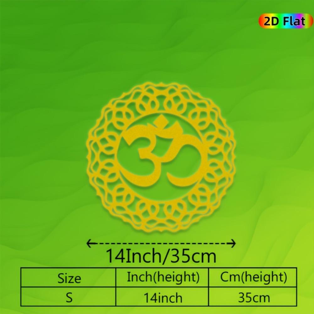 1pc 2D Flat Mandala Om Metal Wall Art, Iron Spiritual Decor for Yoga Studio Bedroom Meditation Room, Golden White Black Options, Zen Eastern Gift