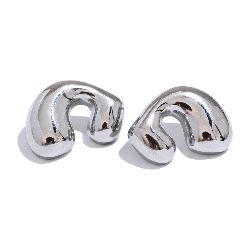 

Yhpup Statement Stainless Steel Metal Geometric Chunky Fashion Stud Earrings 18K Gold Plated Charm Chic Daily Waterproof Jewelry