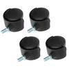 4Pcs PU Casters with Brake 1.5in Universal Wheel for Cabinet Bookshelf Trolley Black