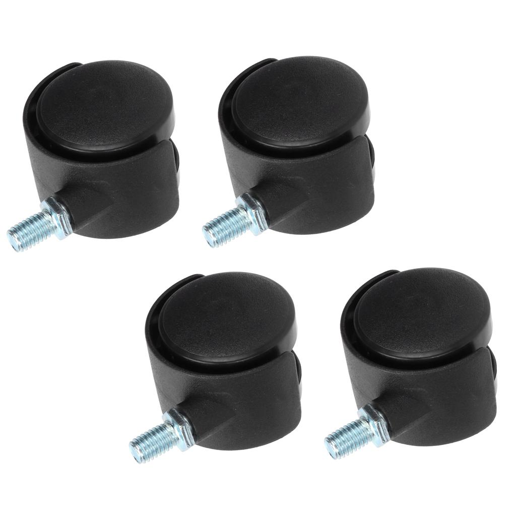 4Pcs PU Casters with Brake 1.5in Universal Wheel for Cabinet Bookshelf Trolley Black