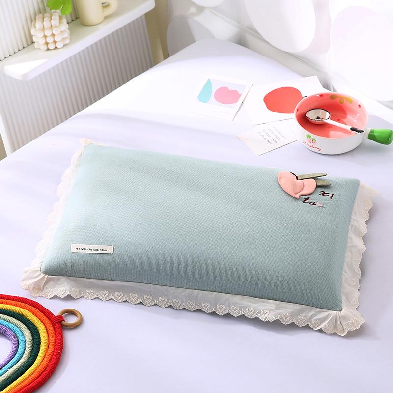 **Washed Cotton Embroidered Buckwheat Neck Support Pillow for Kids & Adults** 35x55cm Bitter Buckwheat