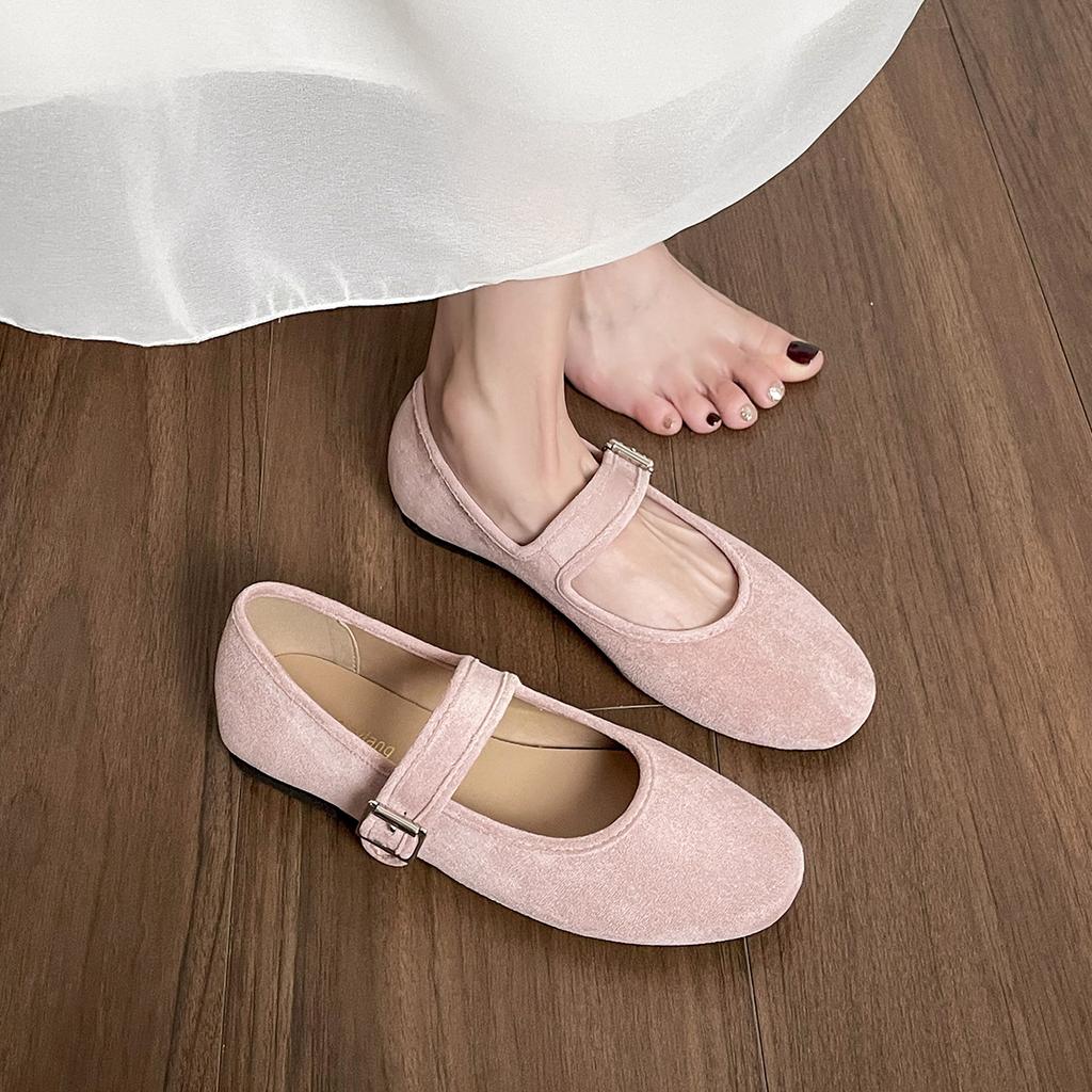 Flat single shoes women's soft-soled ballet shoes round-toed suede Mary Jane women's shoes