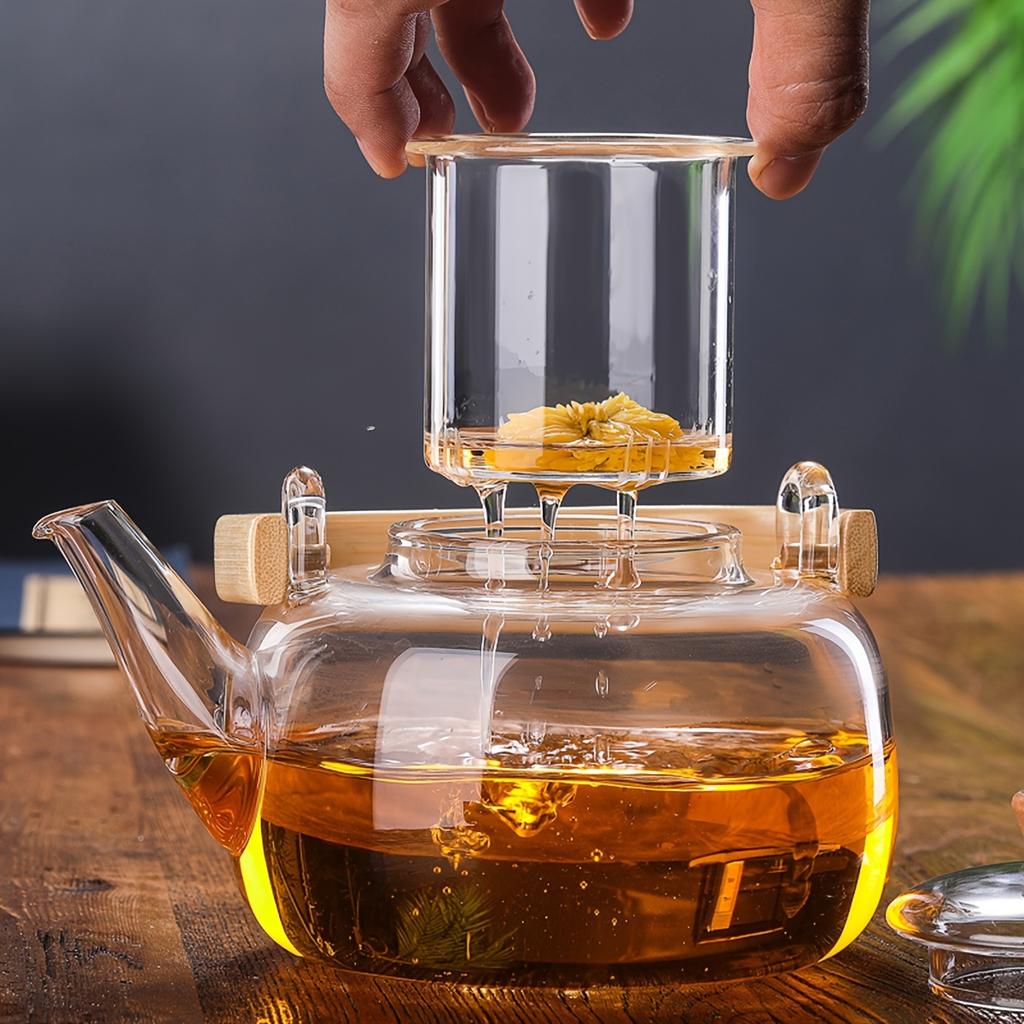 Skleněná konvička s rukojetí, vysoce teplotně odolná, varná konvička na čaj pro elektrické a plynové sporáky