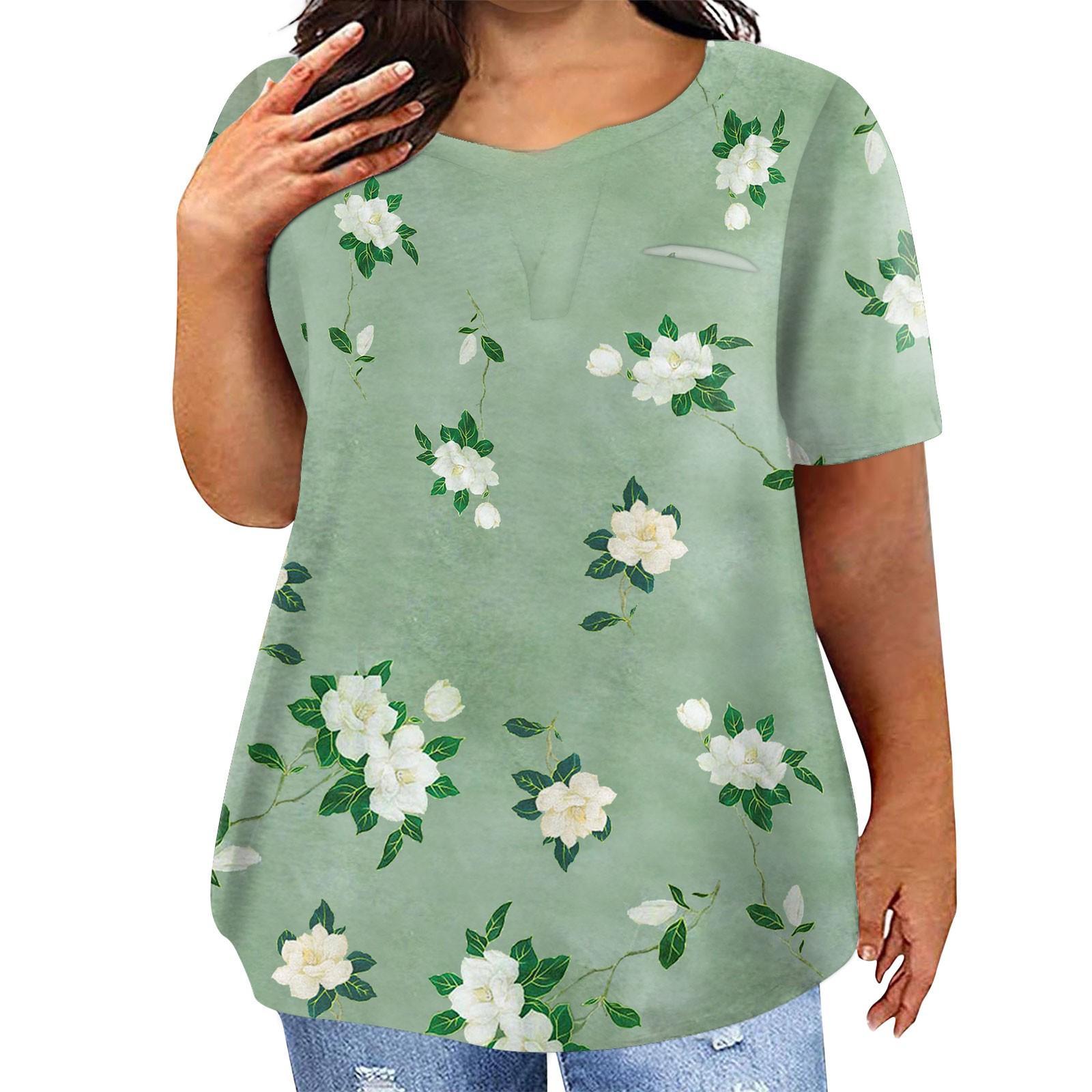 

Модная женская повседневная футболка с коротким рукавом и круглым вырезом с цветочным 3D-принтом 6XL