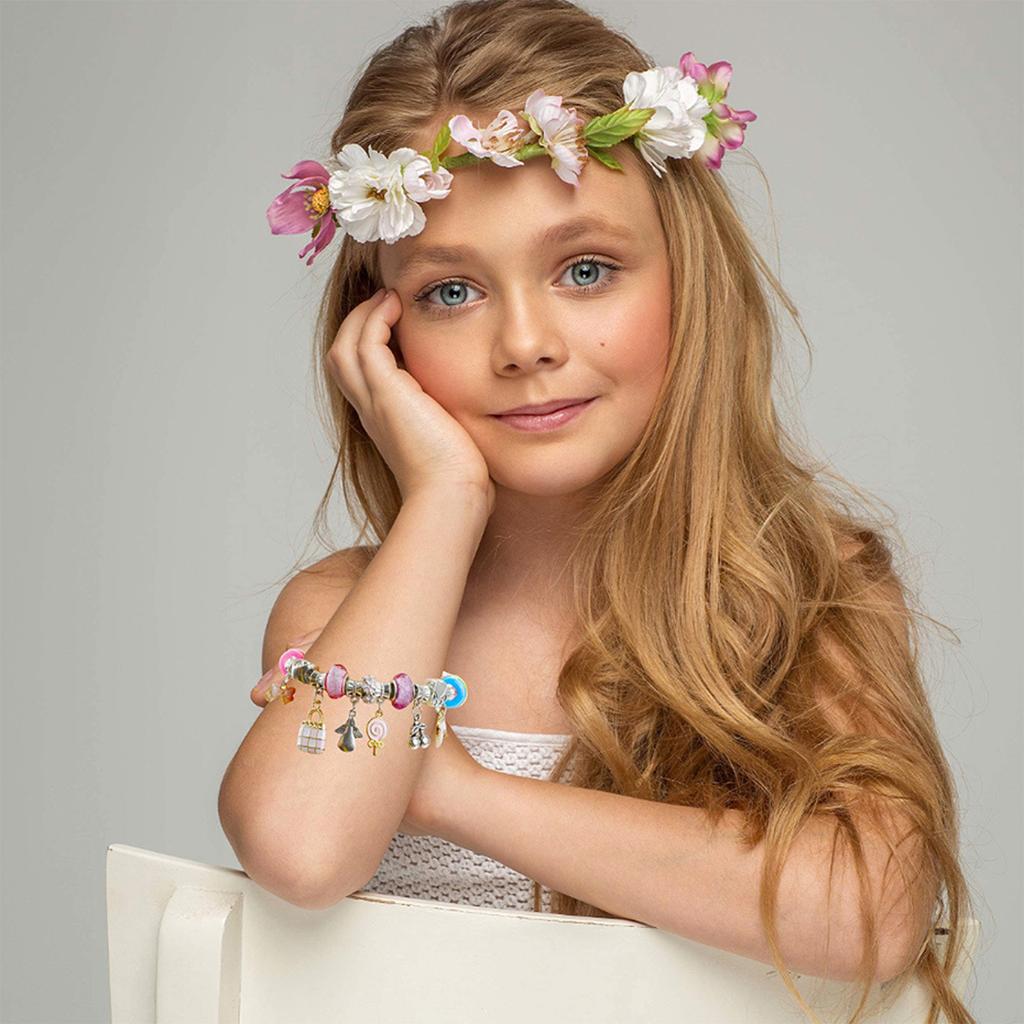 Bracelet Making Kit Fun Toddler DIY Jewelry Making Kit for Bracelets Necklaces Pendants 75 Accessories
