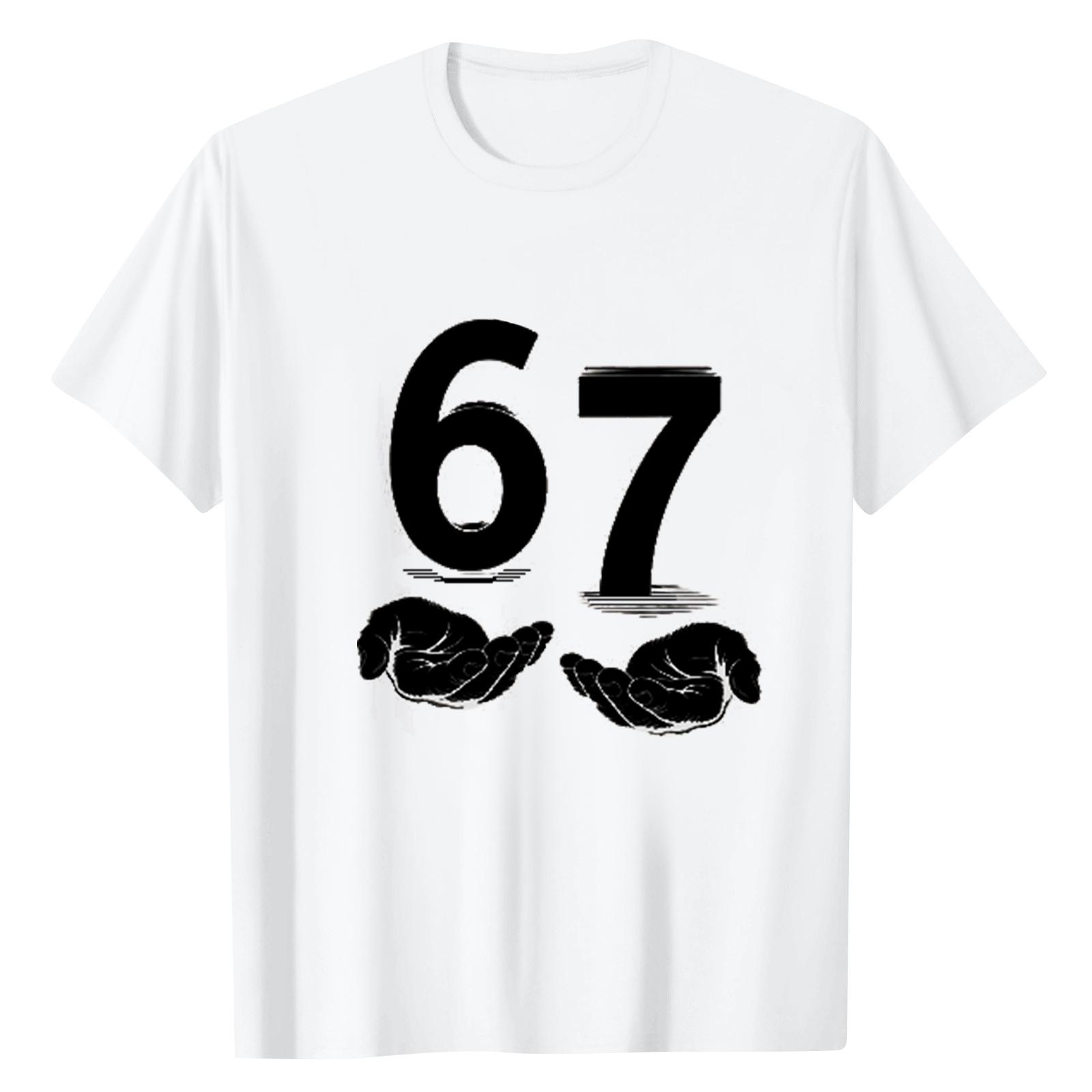 

Ladies Digital Printed Casual Round Neck Short Sleeved Top XXXXXL білий