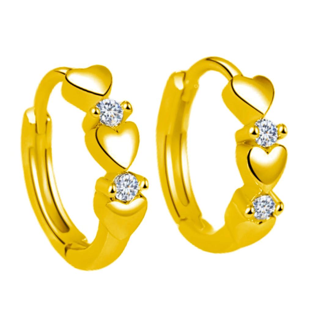 New Temperament Trendy Silver Color Zircon Heart Hoop Earrings for Women Classic Charm Korea Earring Jewelry Accessories Gift
