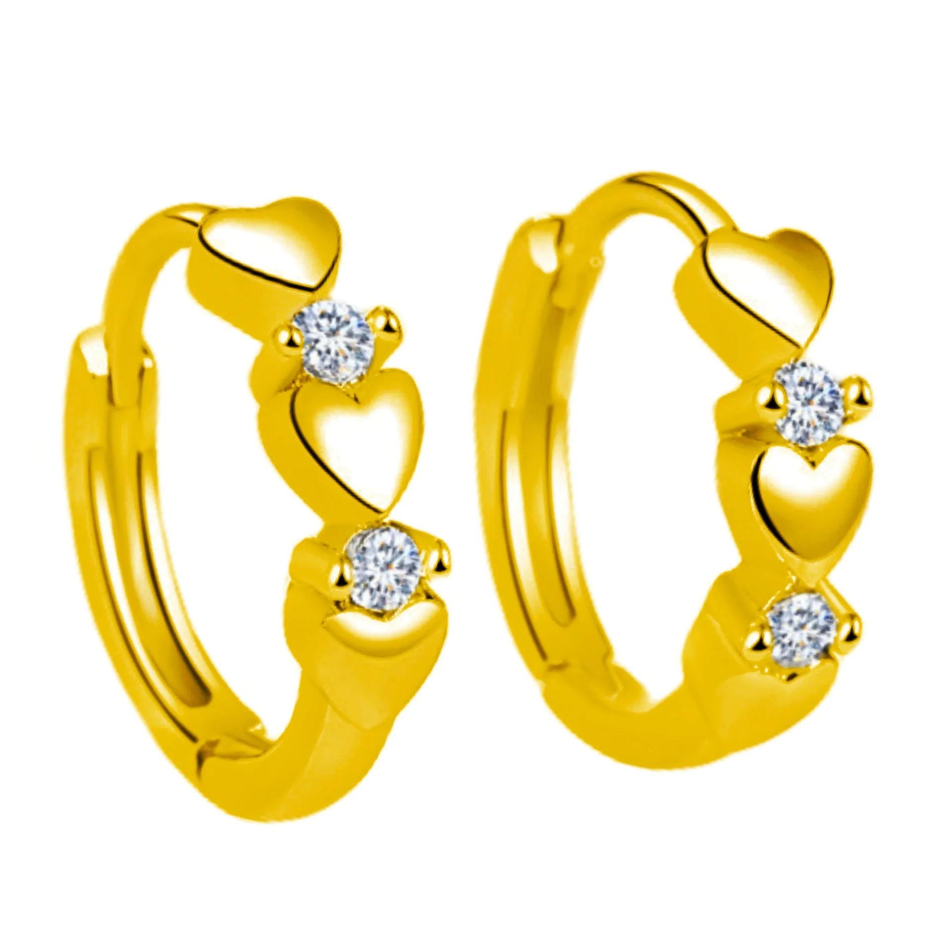 

New Temperament Trendy Silver Color Zircon Heart Hoop Earrings for Women Classic Charm Korea Earring Jewelry Accessories Gift золотий
