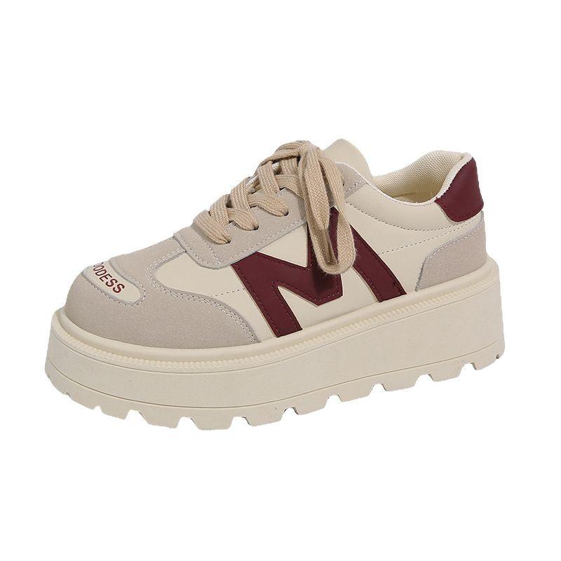 Thick-soled heightening little white shoes for women, small super fire soft leather muffin shoes 2025 new spring and autumn student fashion board shoe