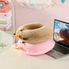 Cute Capybara U-Shaped Neck Pillow Suitable For Travel; Provides Dual Support For The Head Neck Chin In Any Sleeping Position