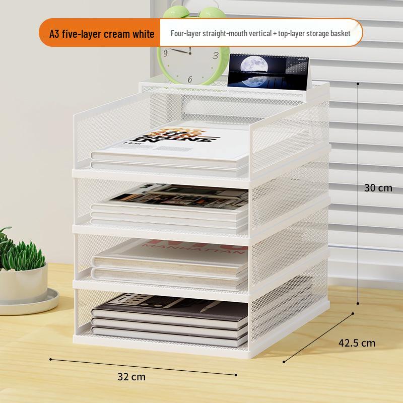 A3A4 Metall Desktop Aktenorganizer Rack - Büroarbeitsplatz Dokumentenhalter