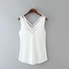 Chiffon Vest T Shirt Blusas Tops V Neck Sleeveless Summer Top women Patchwork Bottom Camisole Sheer Mesh Casual Tank