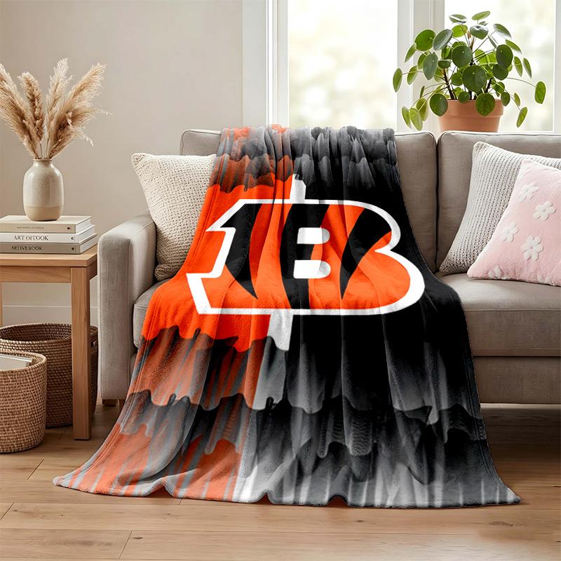 Cincinnati Bengals Blanket Flannel Blanket Soft Cozy Plush Throw for Sofa Bed Lightweight Home Decoration