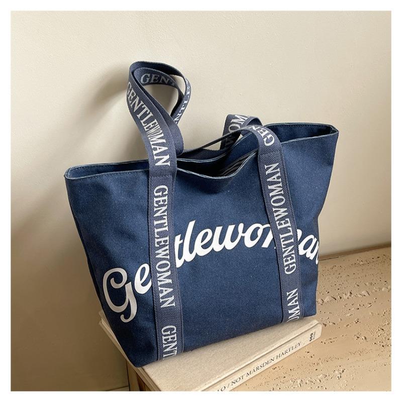 Large-capacity commuter tote bag, new letter shoulder strap, portable shoulder bag.