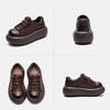 Johnature Versatile British Style Thick Soled Shoes Genuine Leather Retro Round Toe Lace Up Women's Shoes