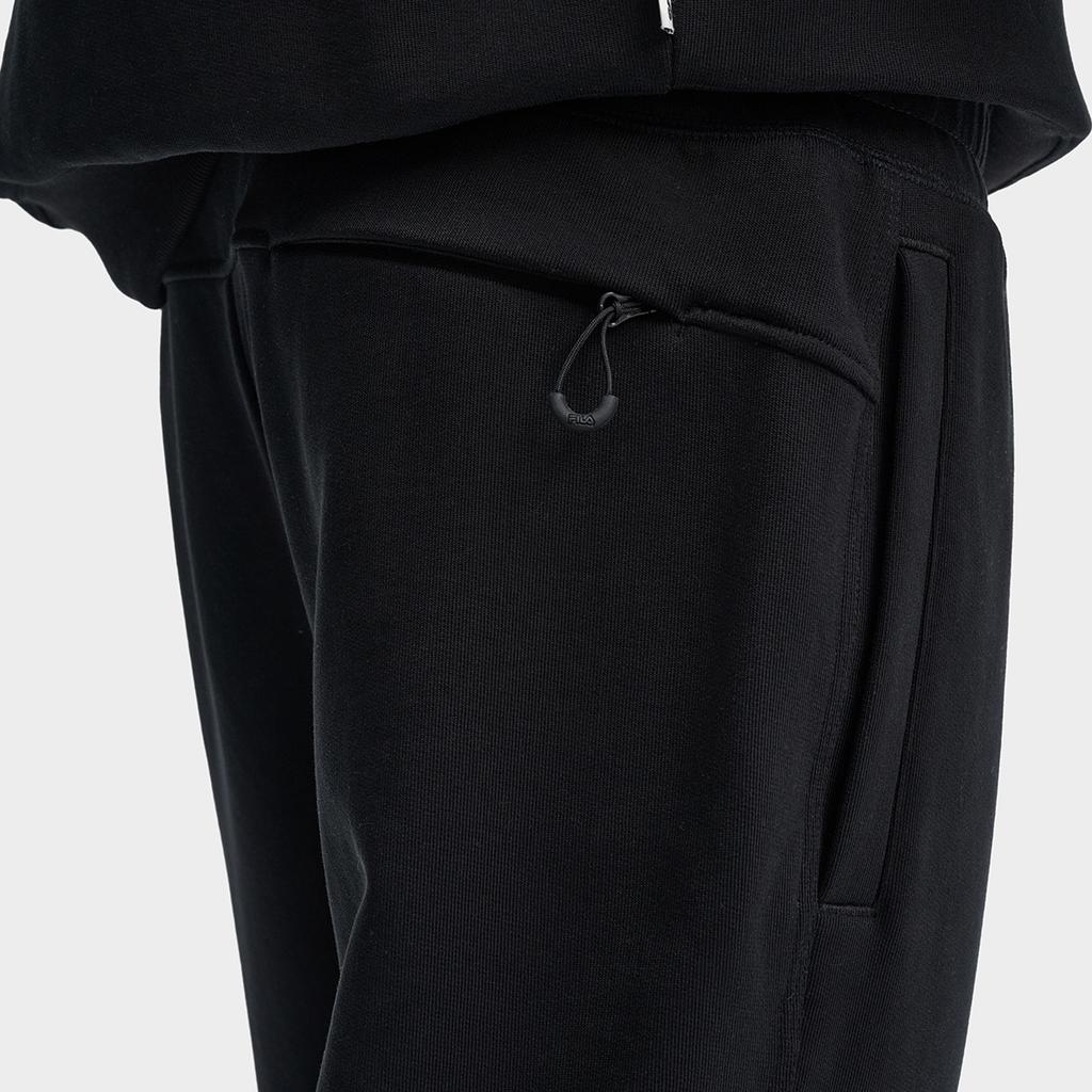 FILA Fashion Trendy Solid Color Simple Wide Leg Knitted Sports Pants Men Pants Black F11M439606FBK