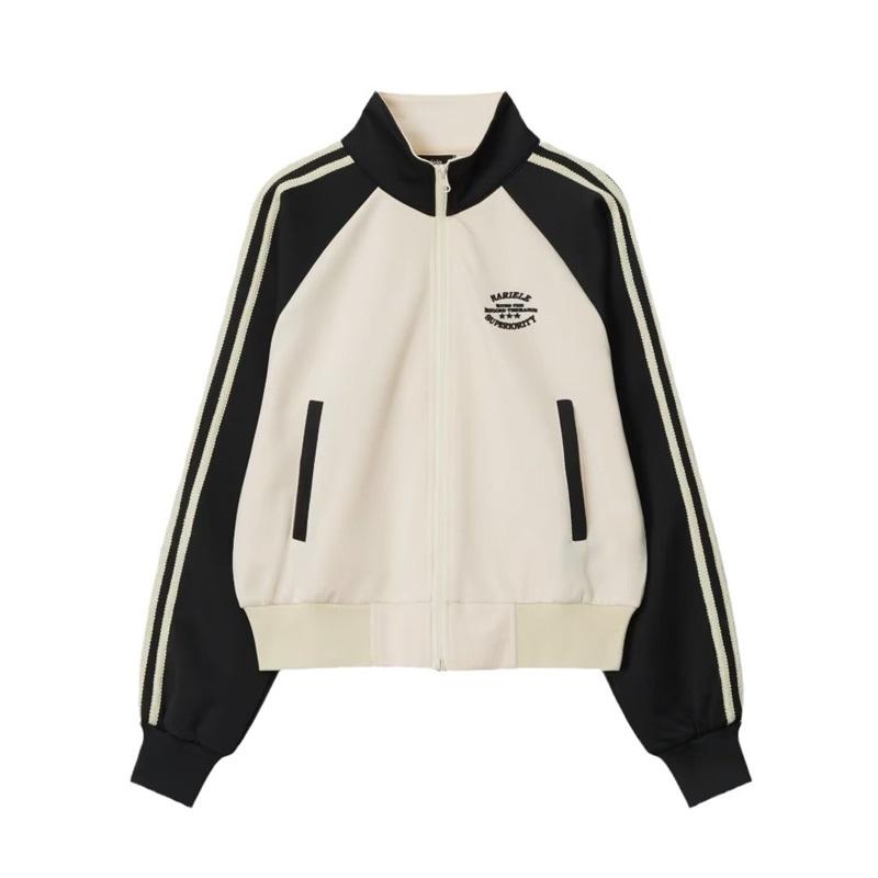 Veste Zippée Patchwork pour Femme Col Montant Casual Baseball