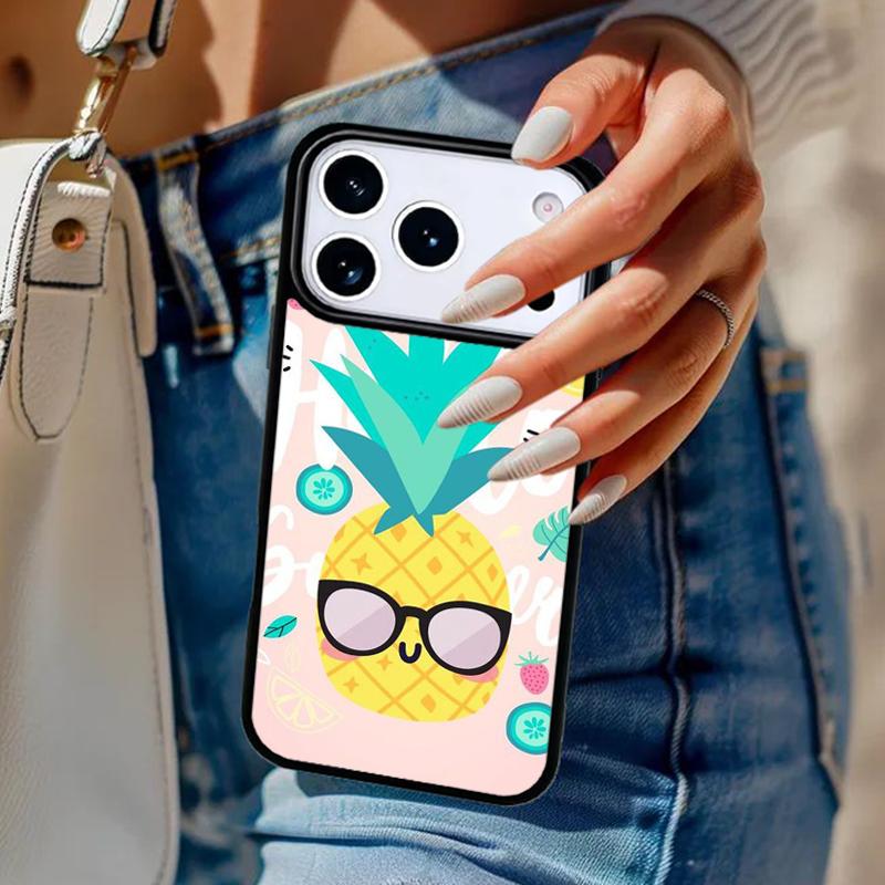 Kawaii Pineapple Art Phone Case For iPhone 17 Air 14 15 13 12 Max Cover For Apple 14 15 16 16e 11 Pro Max Plus