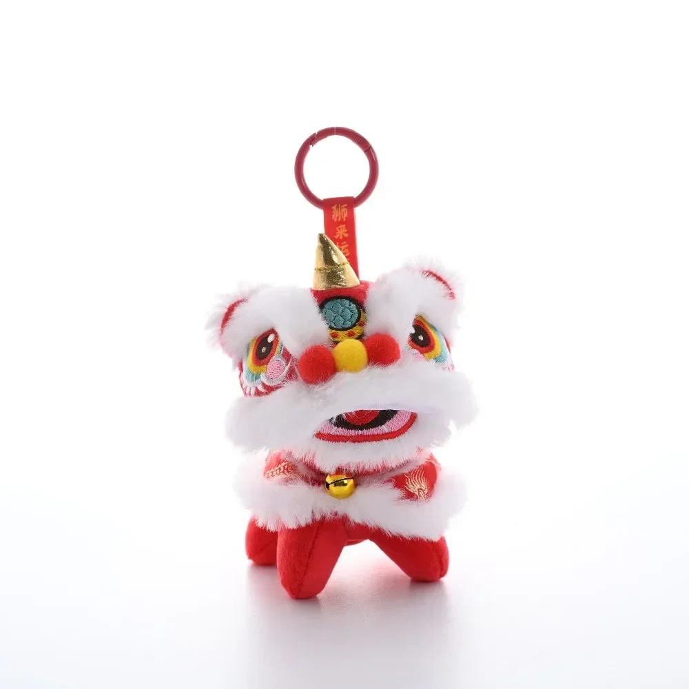Cartoon Lion Dance Keychain Year of Horse Awakened Lion Lion Dance Pendant Plush  Doll Chinese Style Chinese New Year Gift