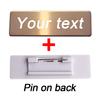60X20 70x20 70x25mm Broches Personalizáveis Alfinete Texto Gravado Personalizado Logotipo Placa de Identificação de Negócios Etiqueta de Metal Crachás com Nome Personalizados