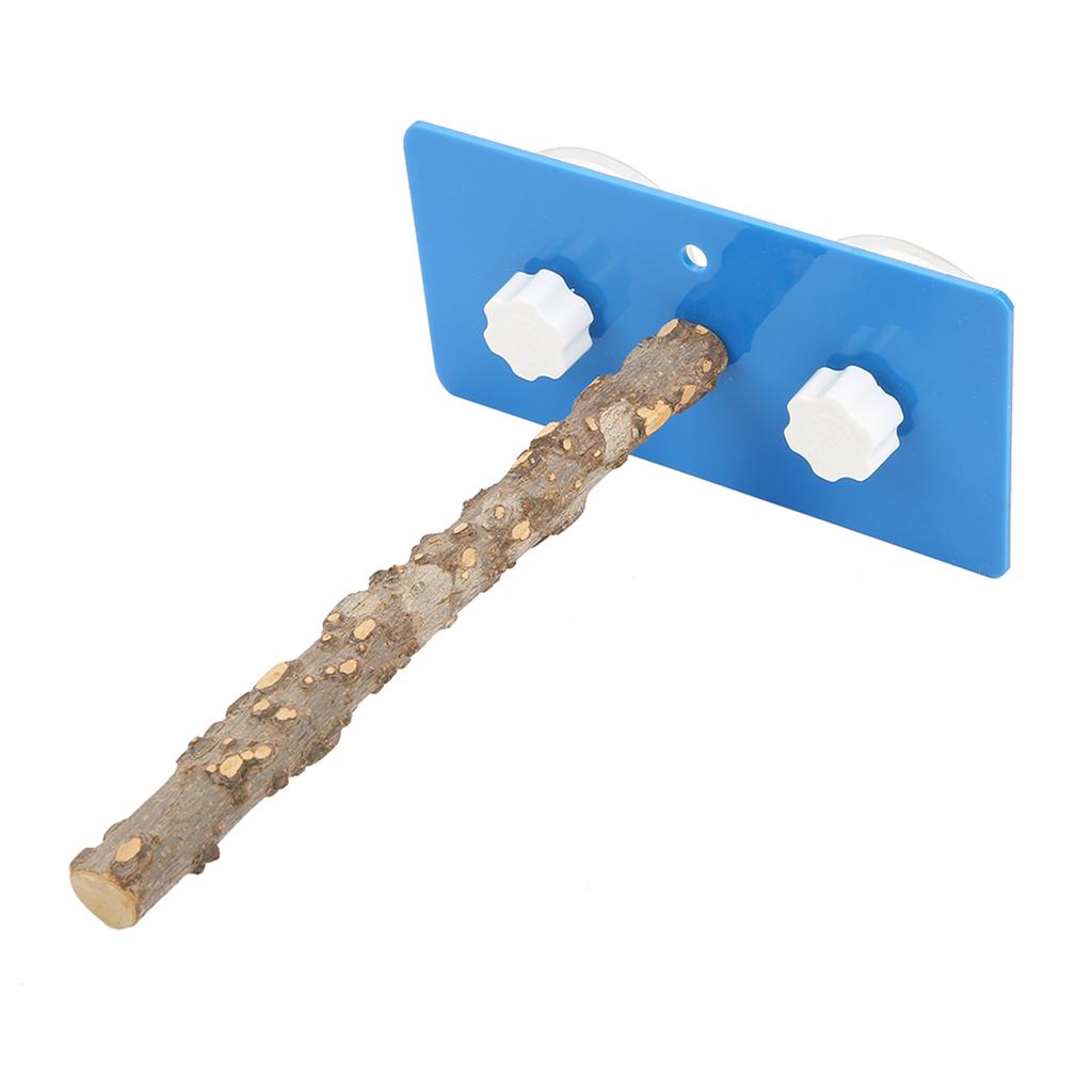 Plastic Wall Mounted Bird Standing Rack with Suction Cup for Taking Shower Travel (Fagara Wood)