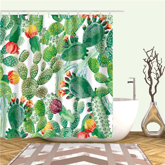 Tropical Cactus Plant Pineapple Shower Curtains Bathroom Curtain Cortina Ducha Frabic Waterproof Polyester Bath Curtain