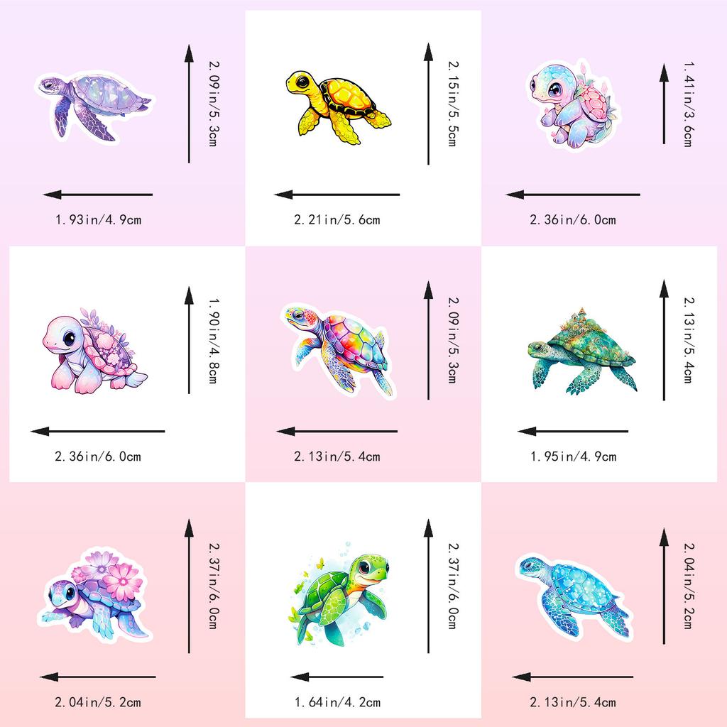 50 Blue Sea Turtle Stickers Cartoon Sea Turtle Graffiti Stickers Colorful Ocean Turtle Diy Scooter Stickers