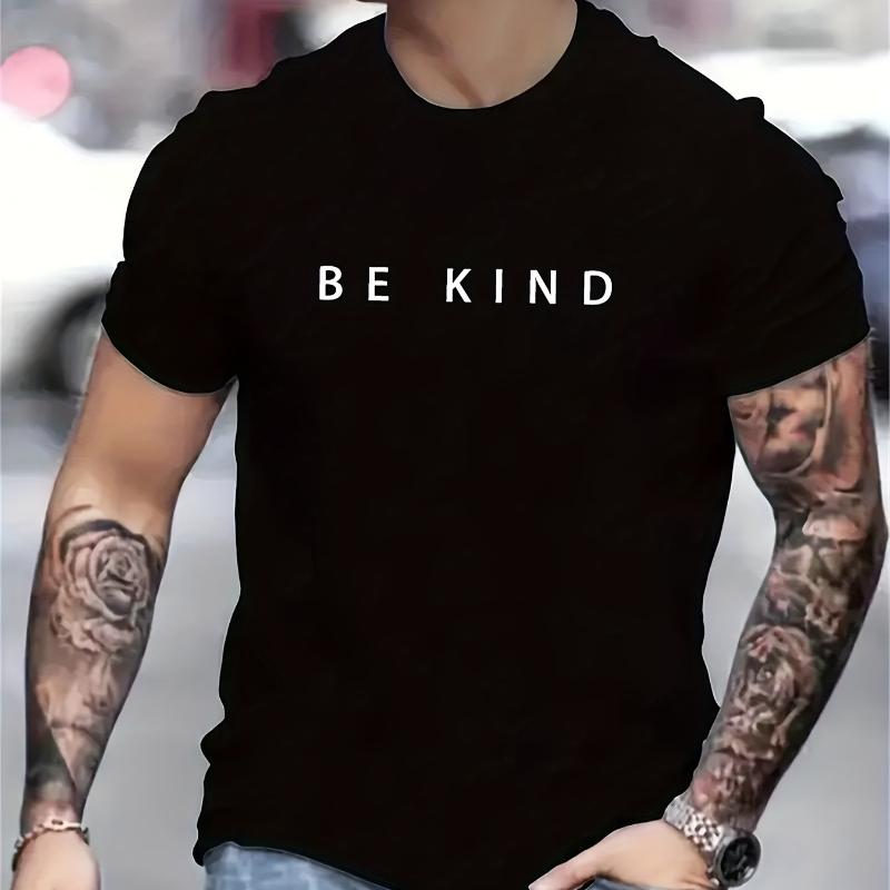

Be Kind Positive Text Print T-Shirt Breathable Cool, Comfortable Wear,Daily Casua XXL белый