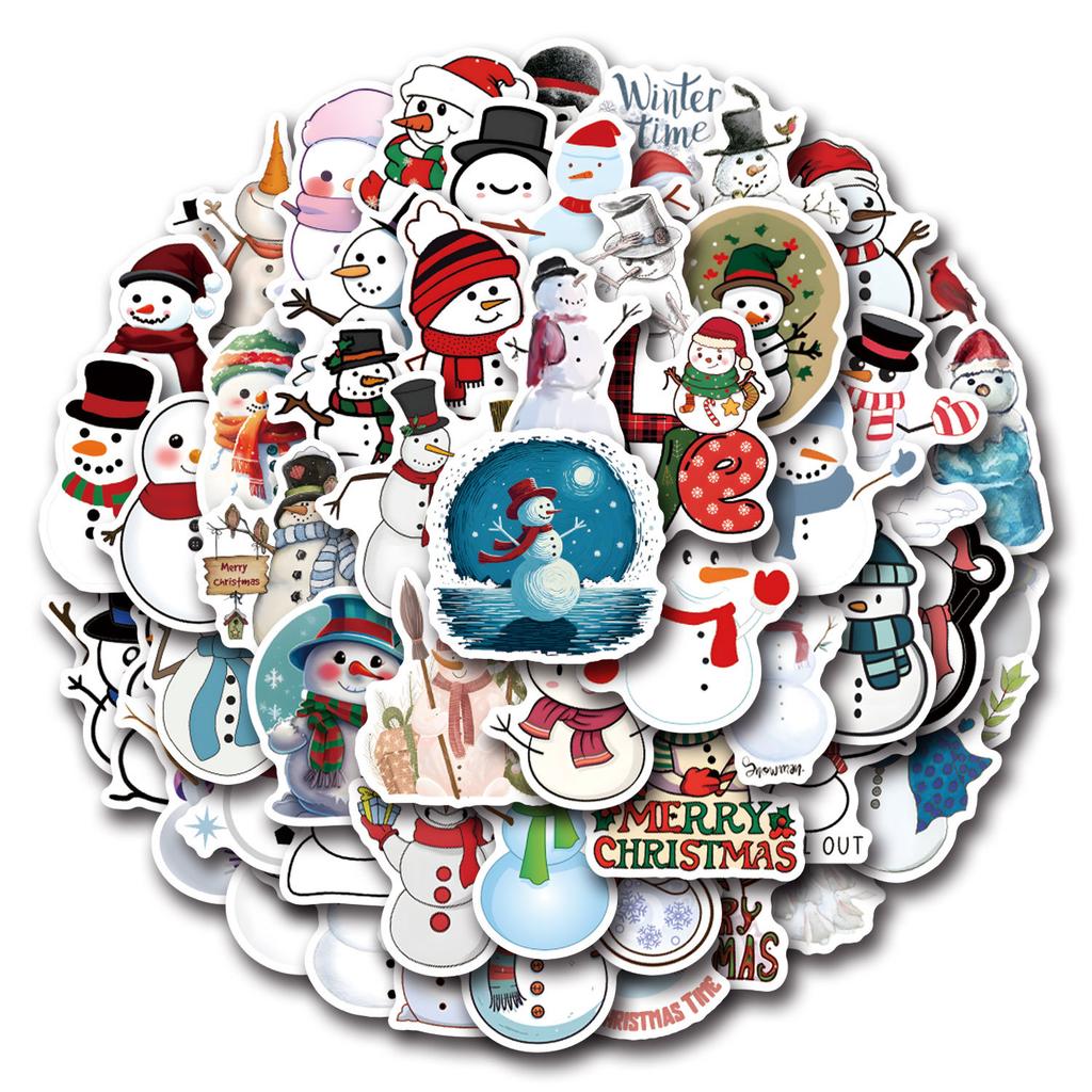 55 Snowman Snowman Graffiti Decals Decorative Scooter Laptop Do-It-Yourself Cartoon Decals Premium Durable Quality
