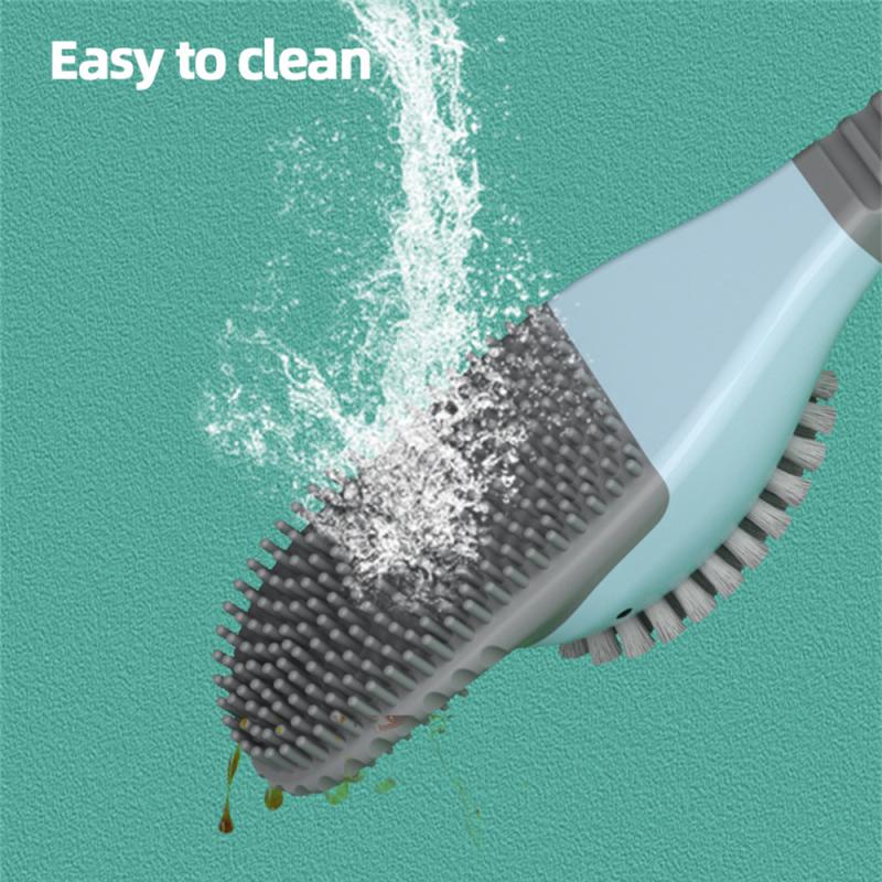 Cute Diving Duck Style Toilet Brush Wall-mounted Floor-Standing  Silicone Toilet Brush with Base Bathroom Cleaning Brush Set