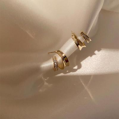 Boucles d'oreilles demi-cercle de luxe haut de gamme coréennes - Style parfum élégant