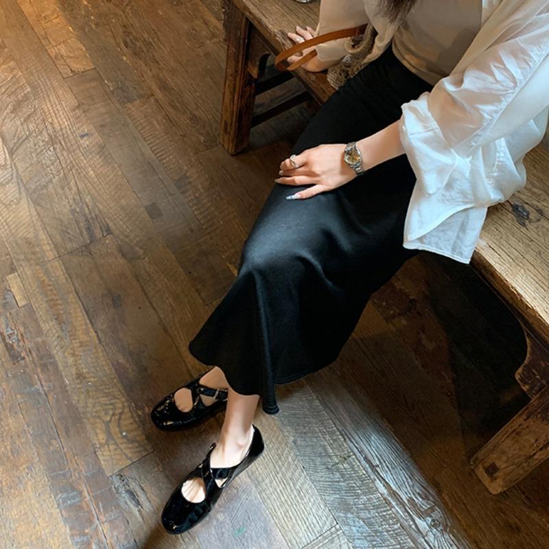 Studiolee Cross Strap Silver Round Head Soft Leather Mary Jane Women's Shoes Light Mouth Flat Shoes