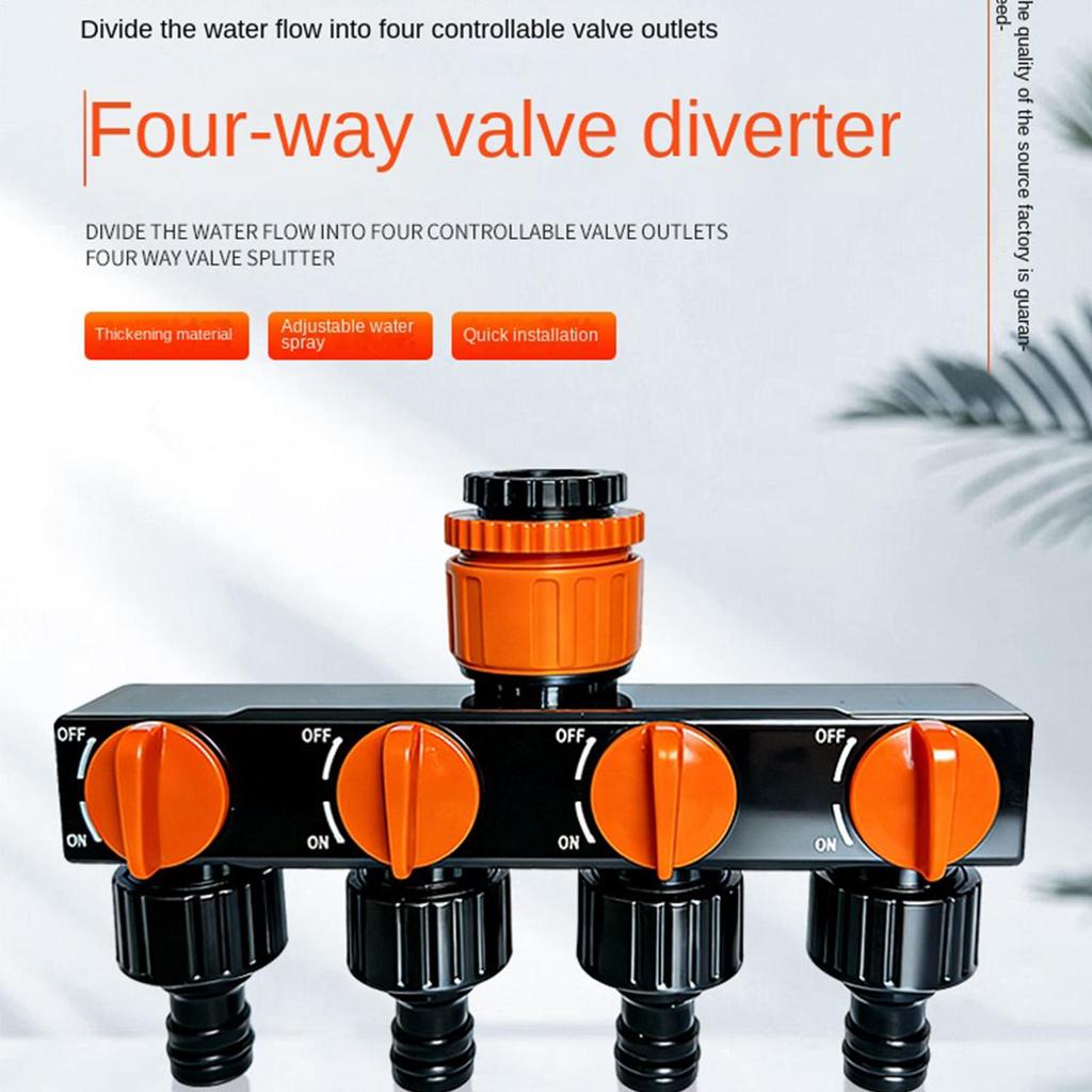 Water Distributor Connector 4Way Hose Spigot Distributor Anti-Drop Water Distributor Hose Splitter Valve Splitter Faucet Adapter