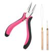 Hair Extension Tools Kit, 3 Pcs Microlinks Beads Tools Pliers Loop Needle Pulling Hook Tool 3-Hole Micro Links Hair Extensions Kit for Micro and Nano