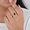 Black Onyx Oval Stacking Ring for Women, 925 Sterling Silver Prong Setting Ring, Minimalist Handmade Boho Gemstone Ring