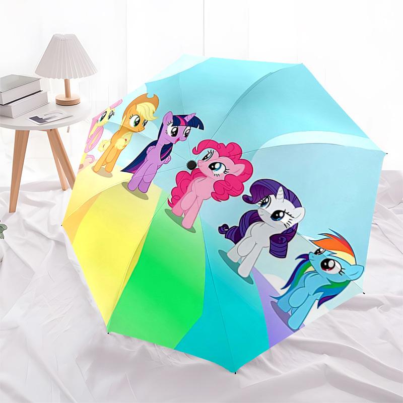 

1pc My Little Ponybow Automatic Folding Umbrella, Portable 3-Fold Design, 8-Bone Iron Frame, Outdoor Use, Festival Gift for Fans, Travelers, Daily Use