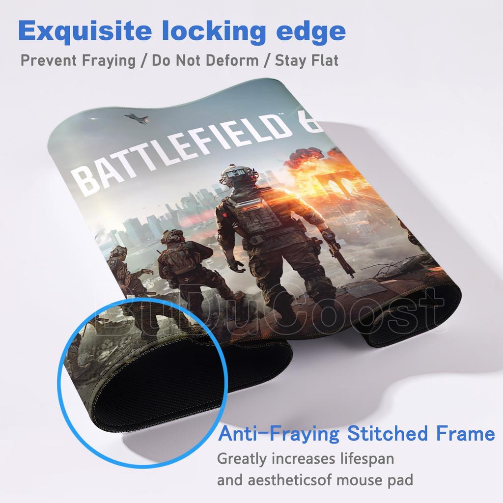 New Cool Game Wallpaper Battlefield 6 Mouse Pad Desk Mat Large Non-slip Non-slip Keyboard Ergonomic Office Rubber PC Home Custom
