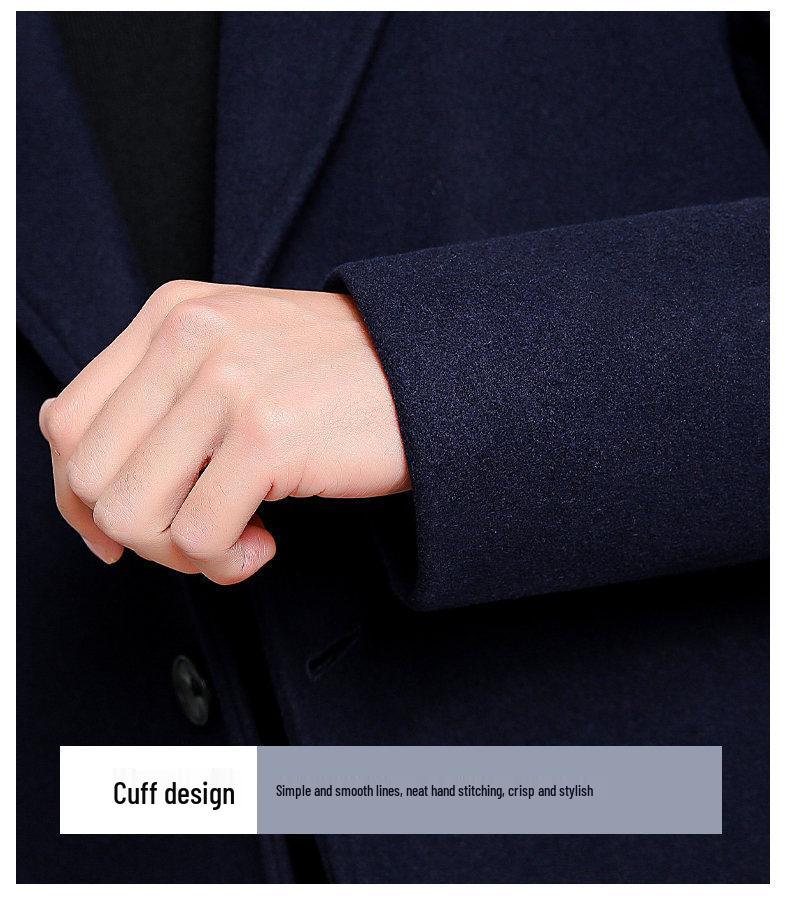 2025 Autumn/Winter Men's Mid-Length Woolen Trench Coats - Thickened, Casual High-End Jackets