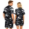 Couple Matching Halloween Pajama Set Short Sleeve Button Down Shirt with Hem and Shorts Soft Casual Sleepwear S-XXXXL