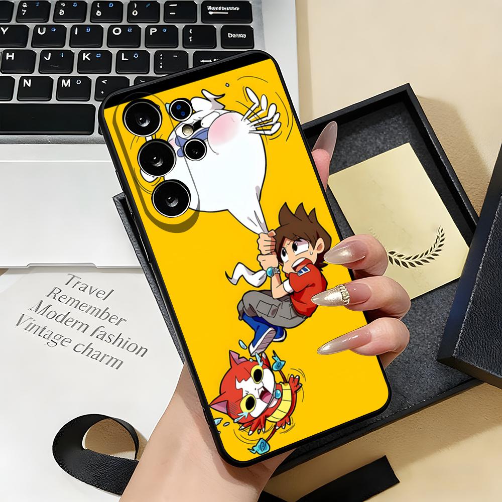 Komasan Buchinyan Y-Yo Kai W-Watch Phone Case For Samsung S26 S25 S24 FE S23 S22 S21 Plus S20 Ultra Note20Ultra Black Soft Shell