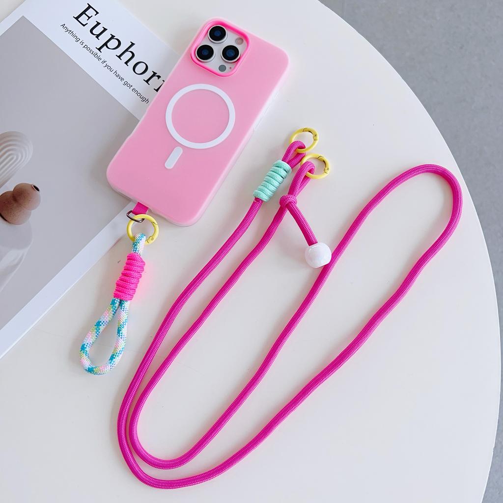 Two-In-One Multi-Functional Mobile Phone Universal Lanyard, Adjustable Crossbody Long Rope, Pearl Pendant, Finger Anti-Loss Rope